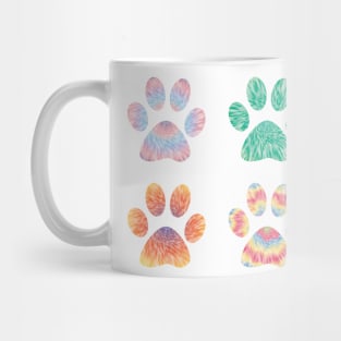 Colorful tie dye dog paws pattern Mug